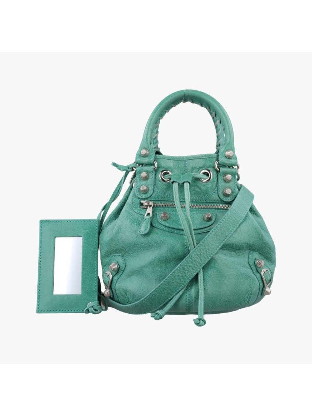 Balenciaga Pom Green Leather